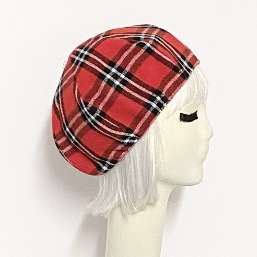 Wool Plaid Beret Hat